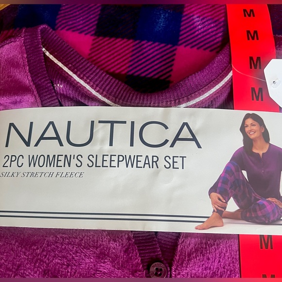 Nautica 2 piece cozy lounge sleepwear set women's medium M NEW NWT Great gift - Picture 2 of 4